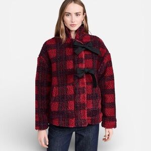DAMSON MADDER Ingrid Borg Jacket in Red Plaid UK 8 / US 4